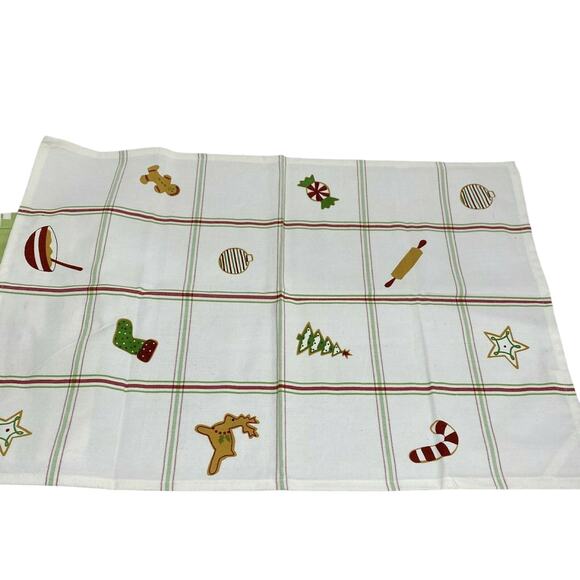 TAG Christmas Holiday Theme Tea Towels Set of 2 Natural Green & Red Hostess Gift - Picture 6 of 8